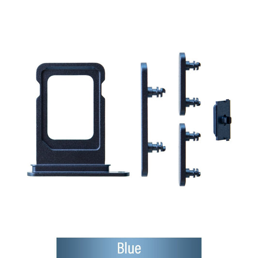 Single SIM Card Tray and Side Button for iPhone 14 / 14 Plus-Blue