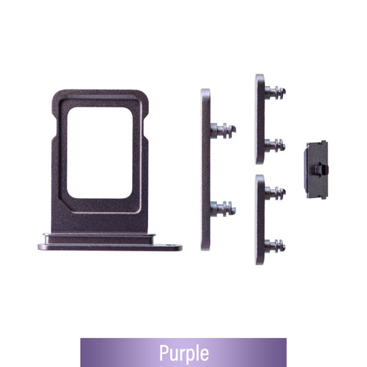 Single SIM Card Tray and Side Button for iPhone 14 / 14 Plus-Purple