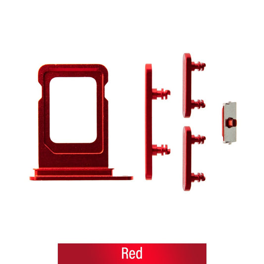 Single SIM Card Tray and Side Button for iPhone 14 / 14 Plus-Red