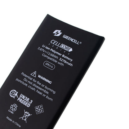 Greencell iPhone 14 Replacement Battery Core with Adhesive Strips 3279mAh