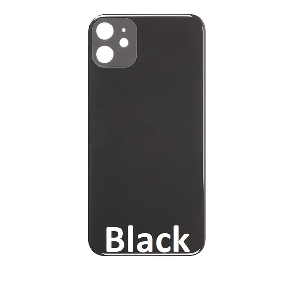 Rear Glass Replacement with Bigger Size Camera Hole Carving for iPhone 11 (Black)